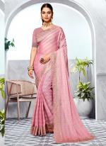 Art Silk Pink Party Wear Siroski Work Saree